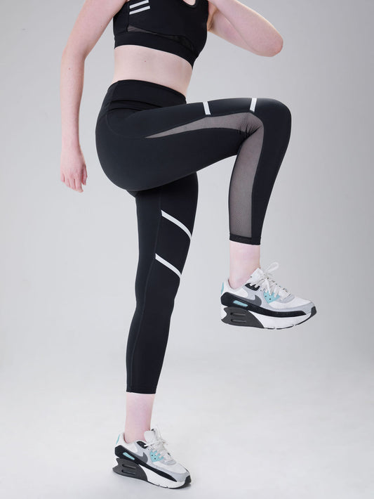 Caper Reflective Mesh Legging - Black