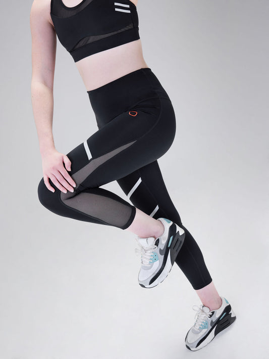 Caper Reflective Mesh Legging - Black